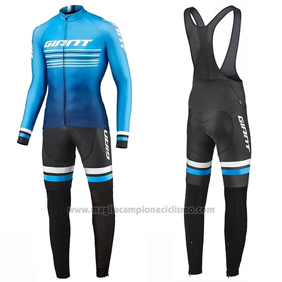 2019 Abbigliamento Ciclismo Giant Race Day Blu Manica Lunga e Salopette