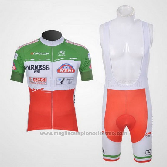 2011 Abbigliamento Ciclismo Giordana Rosso e Verde Manica Corta e Salopette