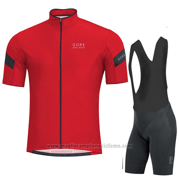 2017 Abbigliamento Ciclismo Gore Bike Wear Power Rosso Manica Corta e  Salopette