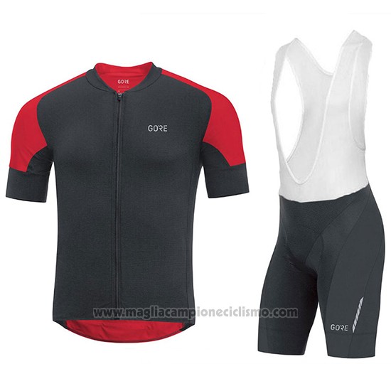 2018 Abbigliamento Ciclismo Gore C7 CC Nero e Rosso Manica Corta e Salopette