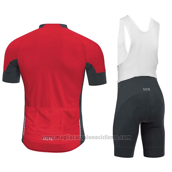2018 Abbigliamento Ciclismo Gore C7 CC Nero e Rosso Manica Corta e Salopette