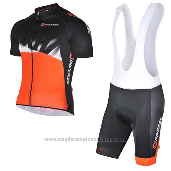 2017 Abbigliamento Ciclismo Inverse Nero e Arancione Manica Corta e Salopette