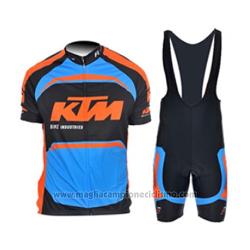 2015 Abbigliamento Ciclismo KTM Blu e Arancione Manica Corta e Salopette