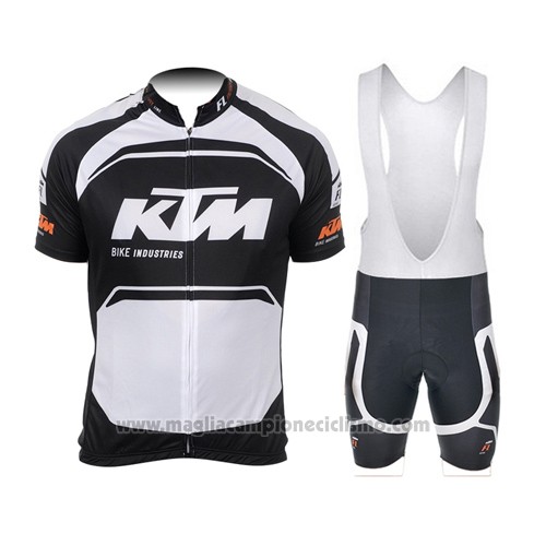 2015 Abbigliamento Ciclismo KTM Nero Bianco Manica Corta e Salopette