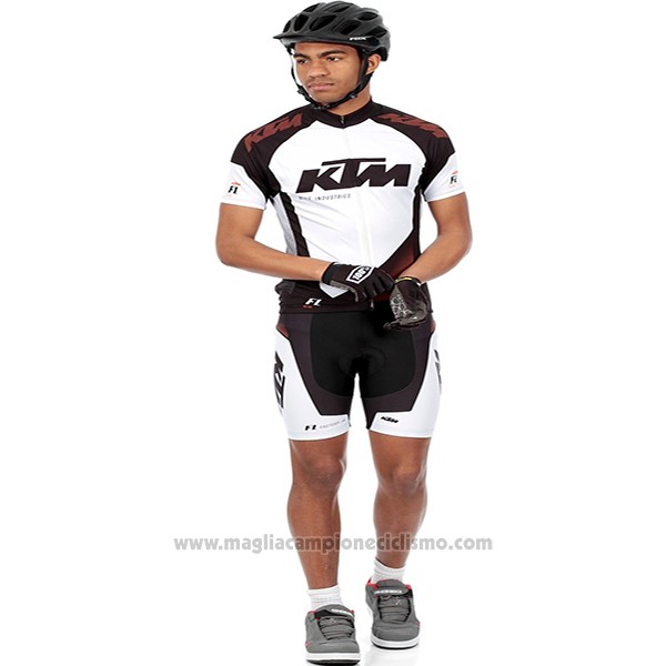 2016 Abbigliamento Ciclismo KTM Bianco e Nero Manica Corta e Salopette
