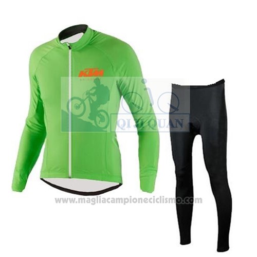 2016 Abbigliamento Ciclismo KTM Verde Manica Lunga e Salopette