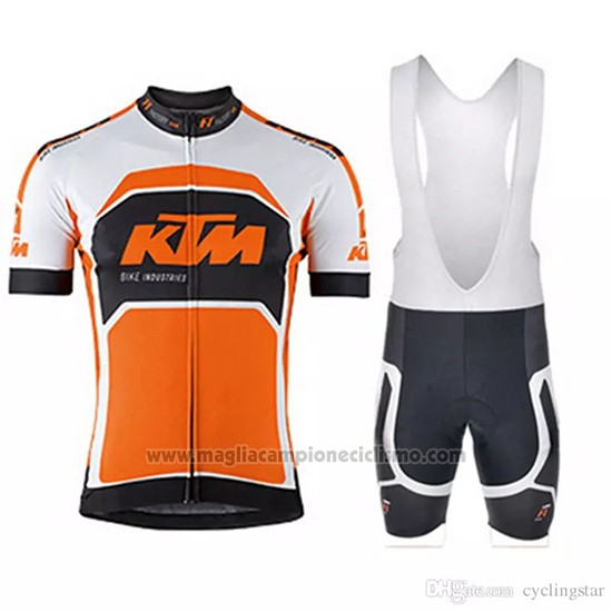 2018 Abbigliamento Ciclismo KTM Bianco Arancione Manica Corta e Salopette