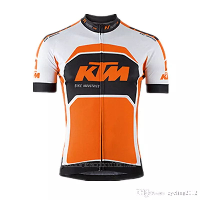 2018 Abbigliamento Ciclismo KTM Bianco Arancione Manica Corta e Salopette