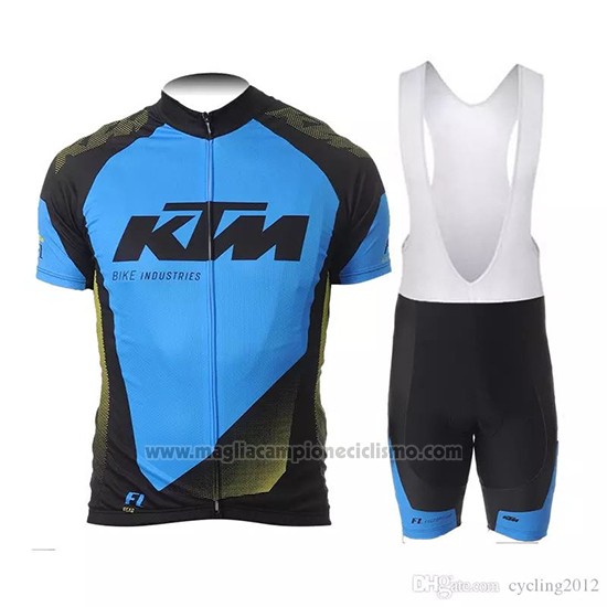 2018 Abbigliamento Ciclismo KTM Blu Nero Manica Corta e Salopette