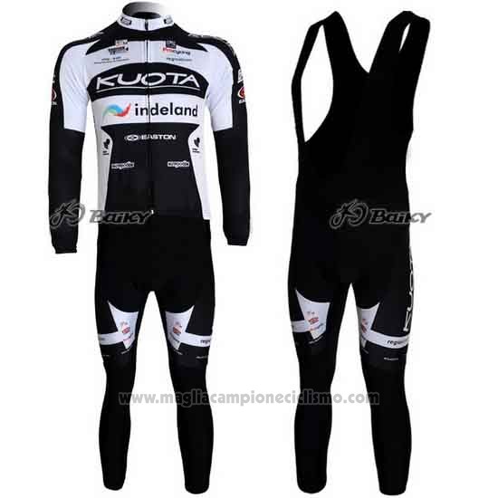 2010 Abbigliamento Ciclismo Kuota Nero e Bianco Manica Lunga e Salopette