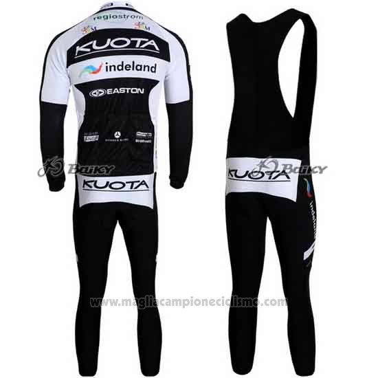 2010 Abbigliamento Ciclismo Kuota Nero e Bianco Manica Lunga e Salopette