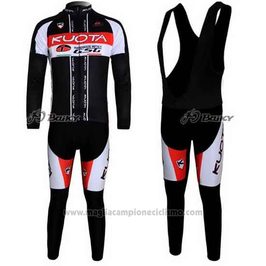 2011 Abbigliamento Ciclismo Kuota Nero e Bianco Manica Lunga e Salopette
