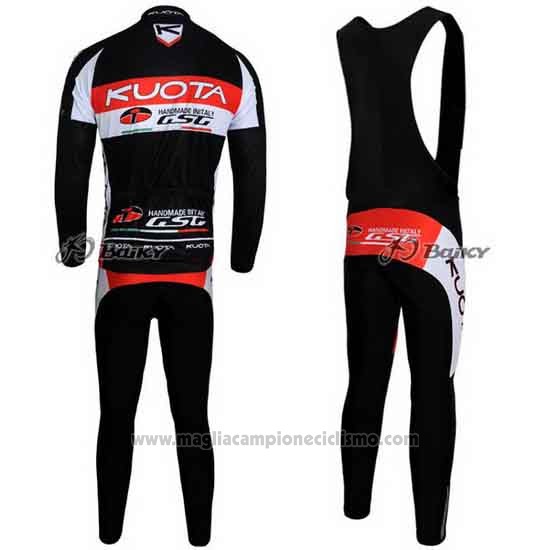 2011 Abbigliamento Ciclismo Kuota Nero e Bianco Manica Lunga e Salopette
