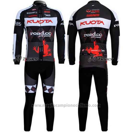 2011 Abbigliamento Ciclismo Kuota Nero e Grigio Manica Lunga e Salopette