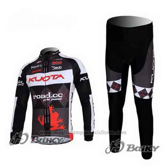 2011 Abbigliamento Ciclismo Kuota Nero e Grigio Manica Lunga e Salopette