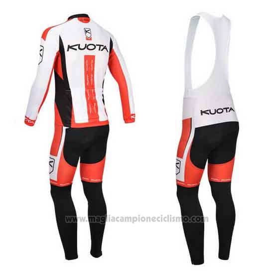 2013 Abbigliamento Ciclismo Kuota Bianco e Rosso Manica Lunga e Salopette
