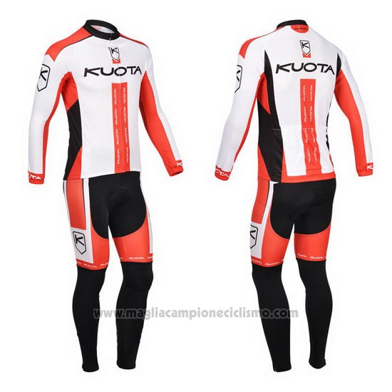 2013 Abbigliamento Ciclismo Kuota Bianco e Rosso Manica Lunga e Salopette