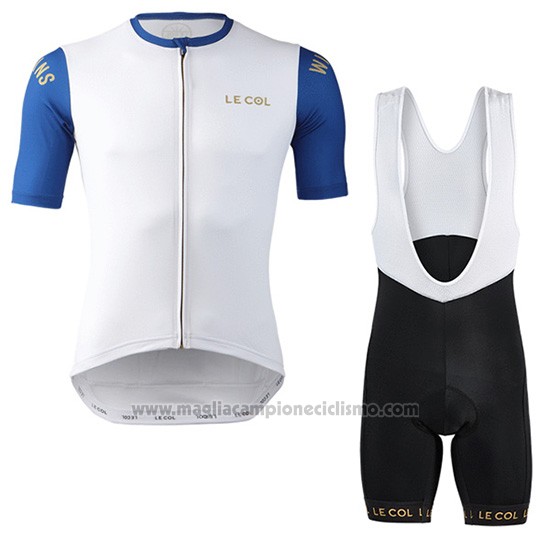 2019 Abbigliamento Ciclismo Lecol Bianco Blu Manica Corta e Salopette