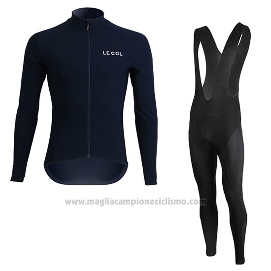 2019 Abbigliamento Ciclismo Lecol Blu Manica Lunga e Salopette