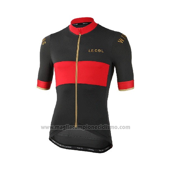 2019 Abbigliamento Ciclismo Lecol Nero Rosso Manica Corta e Salopette