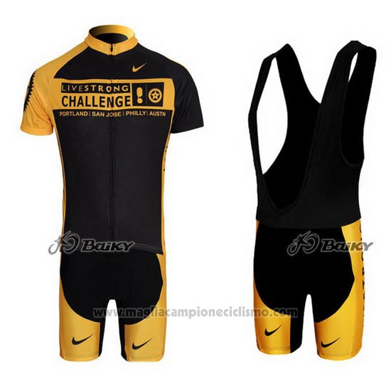 2009 Abbigliamento Ciclismo Livestrong Giallo e Nero Manica Corta e Salopette