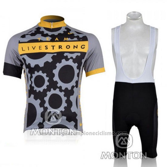 2010 Abbigliamento Ciclismo Livestrong Grigio Manica Corta e Salopette