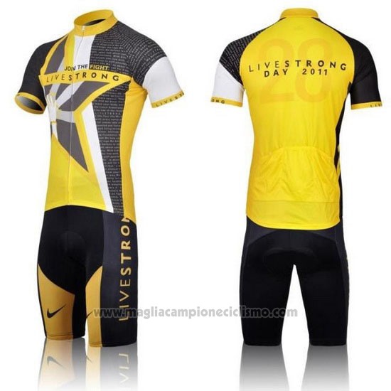 2011 Abbigliamento Ciclismo Livestrong Giallo Manica Corta e Salopette