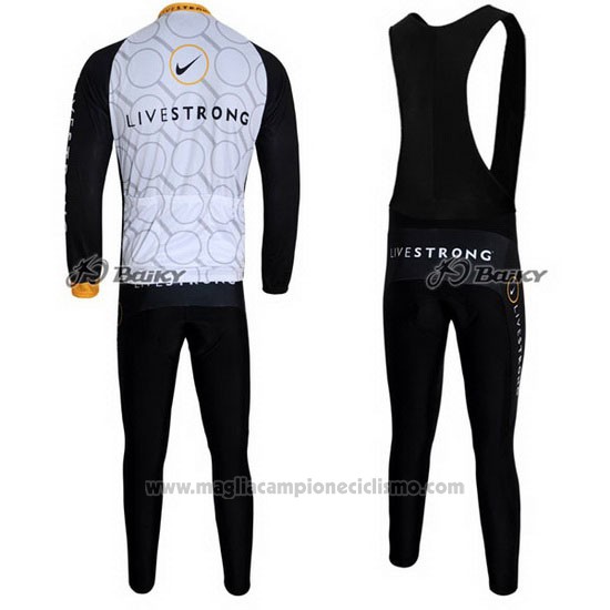 2011 Abbigliamento Ciclismo Livestrong Nero e Giallo Manica Lunga e Salopette