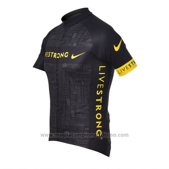 2012 Abbigliamento Ciclismo Livestrong Nero Manica Corta e Salopette
