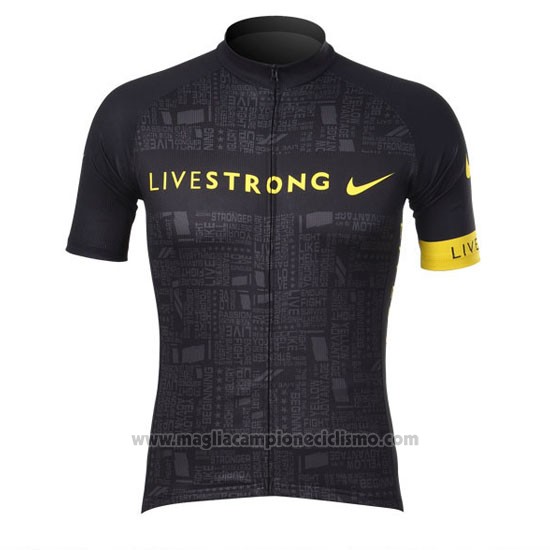 2012 Abbigliamento Ciclismo Livestrong Nero Manica Corta e Salopette