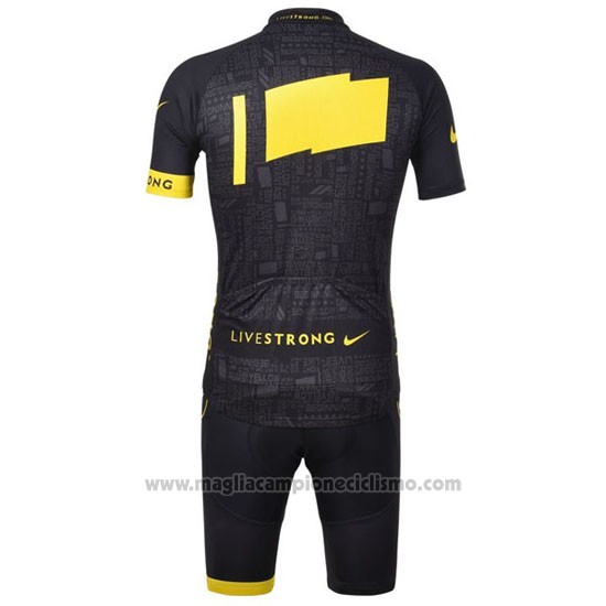 2012 Abbigliamento Ciclismo Livestrong Nero Manica Corta e Salopette
