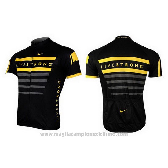 2013 Abbigliamento Ciclismo Livestrong Nero e Giallo Manica Corta e Salopette