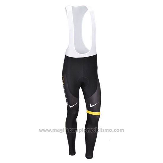2013 Abbigliamento Ciclismo Livestrong Nero e Giallo Manica Lunga e Salopette