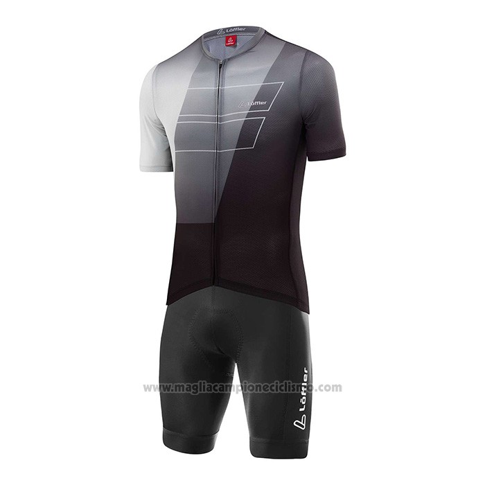 2022 Abbigliamento Ciclismo Loffler Nero Bianco Grigio Manica Corta e Salopette