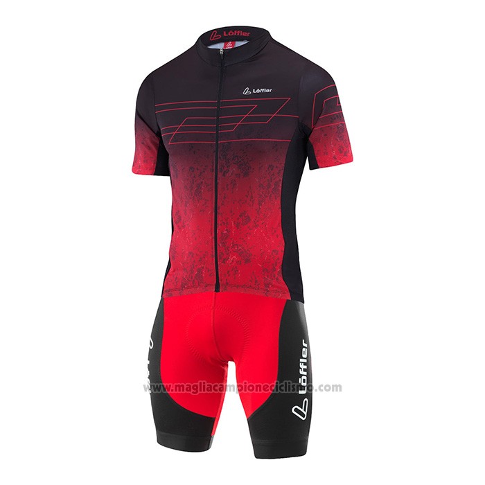 2022 Abbigliamento Ciclismo Loffler Nero Rosso Manica Corta e Salopette