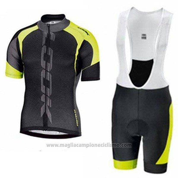 2017 Abbigliamento Ciclismo Look Nero e Verde Manica Corta e Salopette