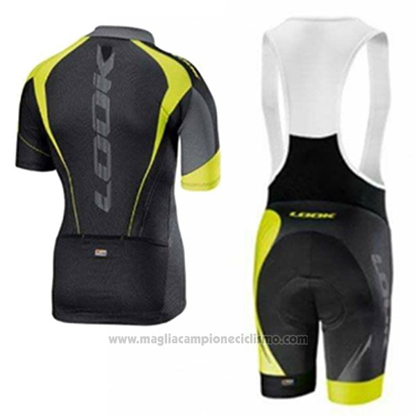 2017 Abbigliamento Ciclismo Look Nero e Verde Manica Corta e Salopette