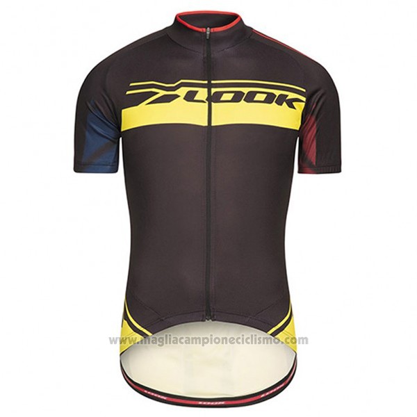 2017 Abbigliamento Ciclismo Look Pro Equipo Nero e Giallo Manica Corta e Salopette