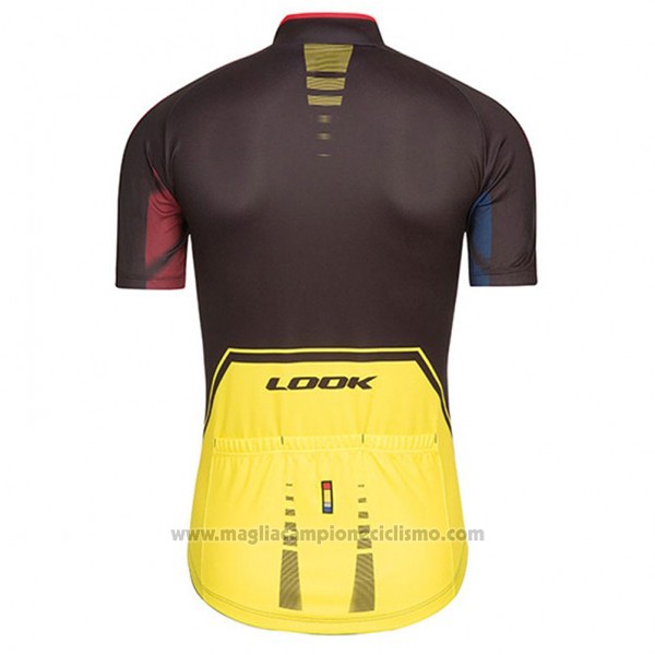 2017 Abbigliamento Ciclismo Look Pro Equipo Nero e Giallo Manica Corta e Salopette
