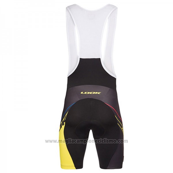 2017 Abbigliamento Ciclismo Look Pro Equipo Nero e Giallo Manica Corta e Salopette