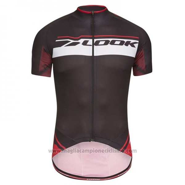 2017 Abbigliamento Ciclismo Look Pro Equipo Nero e Rosso Manica Corta e Salopette
