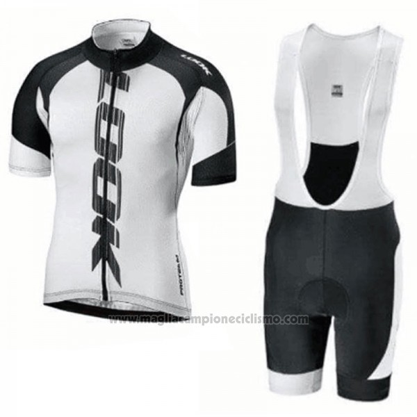 2018 Abbigliamento Ciclismo Look Nero Bianco Manica Corta e Salopette