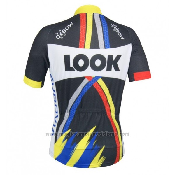 2018 Abbigliamento Ciclismo Look Nero Giallo Blu Manica Corta e Salopette