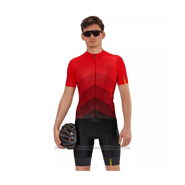 2021 Abbigliamento Ciclismo Mavic Rosso Nero Manica Corta e Salopette