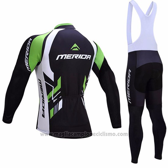 2017 Abbigliamento Ciclismo Merida Nero e Bianco Manica Lunga e Salopette