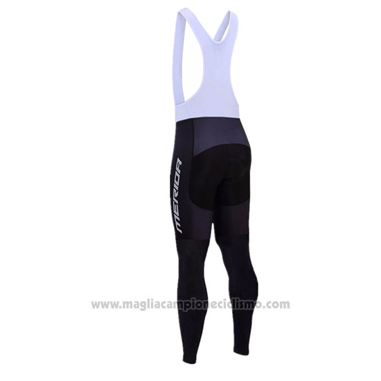 2017 Abbigliamento Ciclismo Merida Nero e Bianco Manica Lunga e Salopette