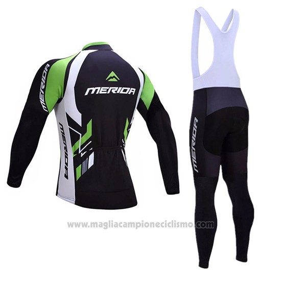 2017 Abbigliamento Ciclismo Merida Nero e Bianco Manica Lunga e Salopette