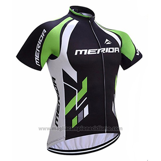 2017 Abbigliamento Ciclismo Merida Nero e Verde Manica Corta e Salopette