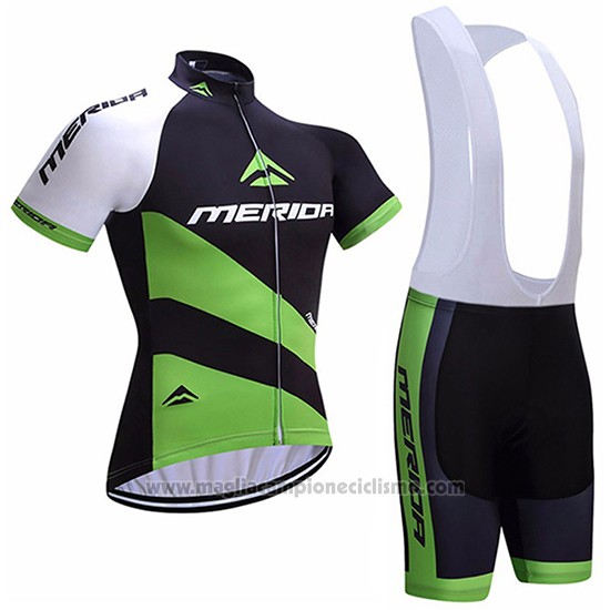 2017 Abbigliamento Ciclismo Merida Nero e Verde Manica Corta e Salopette