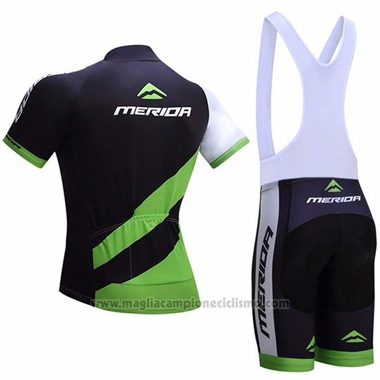2017 Abbigliamento Ciclismo Merida Nero e Verde Manica Corta e Salopette